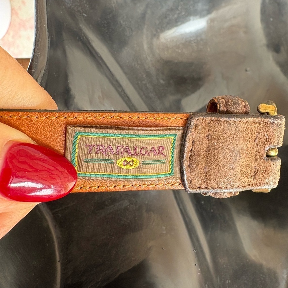 Trafalgar Brown Leather Belt with Brass Buckle sz 38 preloved no flaws - Picture 3 of 6
